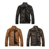 Stand Collar Long Sleeve Leather Men Jacket