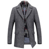Men's Woolen Casual Windbreaker Coat with Scarf