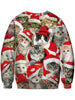Christmas Cats Pattern Crew Neck Sweatshirt