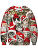 Christmas Cats Pattern Crew Neck Sweatshirt