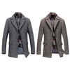 Men's Woolen Casual Windbreaker Coat with Scarf