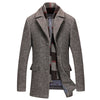 Men's Woolen Casual Windbreaker Coat with Scarf