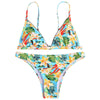 Spaghetti Strap Padded Floral Print Beaded Low Waist Women Bikini Set