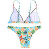 Spaghetti Strap Padded Floral Print Beaded Low Waist Women Bikini Set