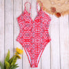 Spaghetti Strap Backless Padded Print Women Swimsuit