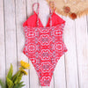 Spaghetti Strap Backless Padded Print Women Swimsuit