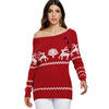 Off The Shoulder Reindeer Knit Tunic Sweater