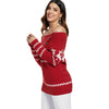 Off The Shoulder Reindeer Knit Tunic Sweater