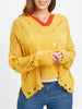Drop Shoulder Distressed Hooded Sweater