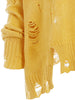 Drop Shoulder Distressed Hooded Sweater