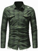 Ripped Plaid Pattern Long Sleeves Shirt