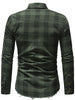 Ripped Plaid Pattern Long Sleeves Shirt
