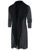 Shawl Collar Zip Up Longline Coat