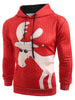 Drawstring Christmas Reindeer Print Pullover Hoodie