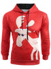 Drawstring Christmas Reindeer Print Pullover Hoodie