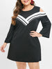 Plus Size Cold Shoulder Contrast Bodycon Dress