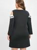 Plus Size Cold Shoulder Contrast Bodycon Dress