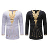 Men Casual Printed V-neck Long-sleeved Top