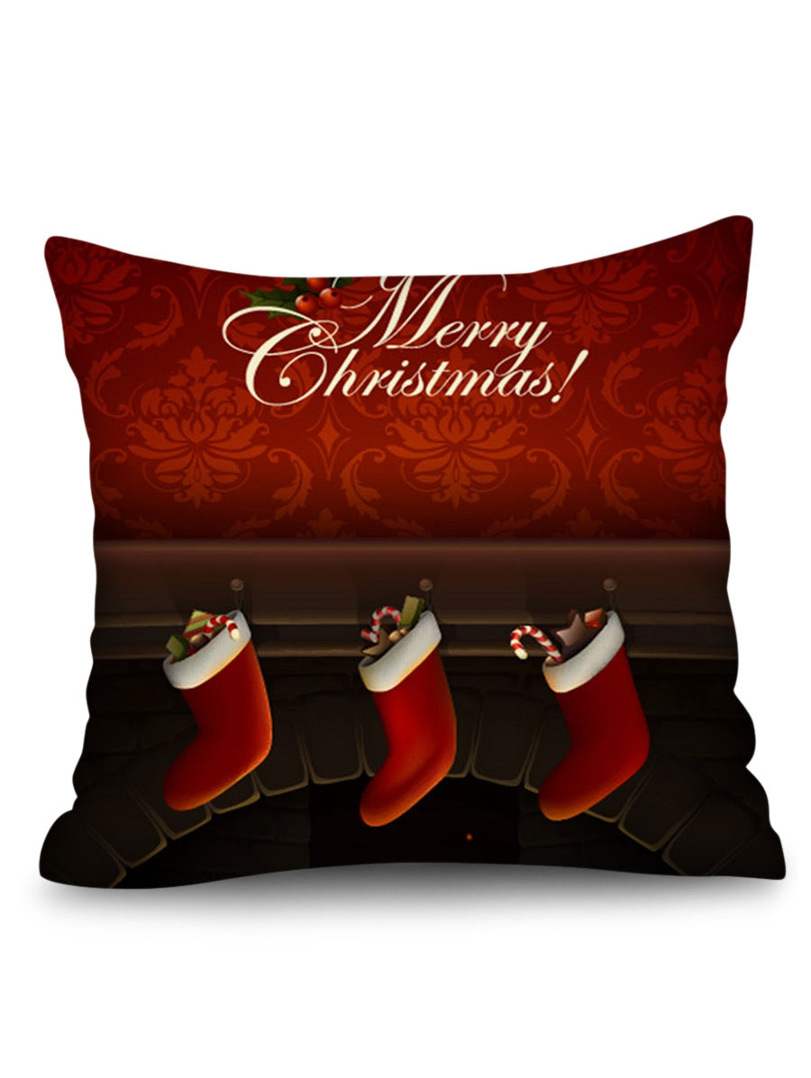 4PCS Christmas Ball Candy Cane Stocking Printed Pillow Cover