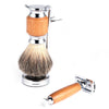 YMH37642 Light Yellow Rubber Wood Shaving Manual Razor Shaving Care Razor 3pcs
