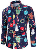 Christmas Theme Print Button Up Shirt