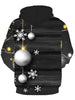 Snowflake Christmas Ball Print Drawstring Hoodie
