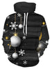 Snowflake Christmas Ball Print Drawstring Hoodie