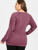 Button Detail Plus Size Long Sleeve T-shirt
