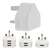 UK Mains Wall 3 Pin Plug Adaptor Charger with 3 USB Ports for Phones Tablets CE