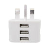 UK Mains Wall 3 Pin Plug Adaptor Charger with 3 USB Ports for Phones Tablets CE