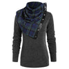 Round Neck Sweatshirt with Tartan Neck Gaiter