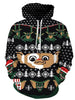 Drawstring Christmas Snowflakes Print Hoodie