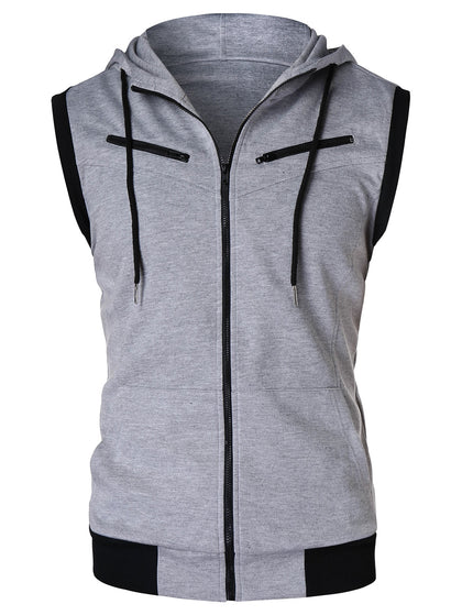 Zipper Sleeveless Hooded Tank Top