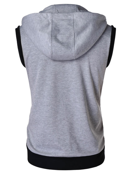 Zipper Sleeveless Hooded Tank Top