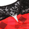 Round Collar Short Sleeve Spliced Lace Christmas Print Plus Size Women Dress