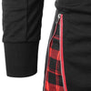 Zip Embellished Plaid Panel Hoodie