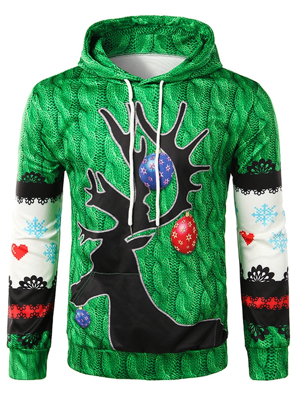 3D Knitting Texture Print Pullover Christmas Hoodie