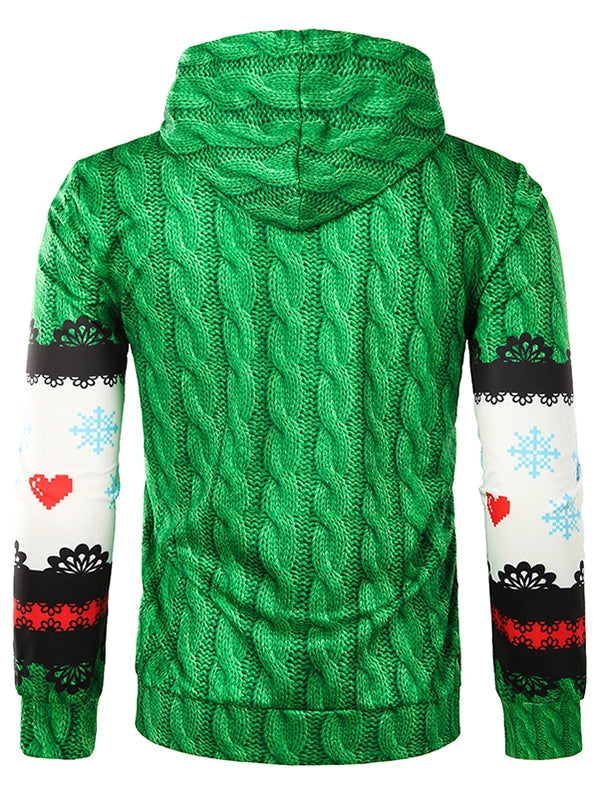 3D Knitting Texture Print Pullover Christmas Hoodie