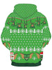 Drawstring Christmas Snowflakes Print Hoodie