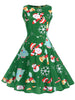 Vintage Christmas Printed High Waist Dress