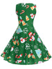 Vintage Christmas Printed High Waist Dress