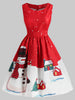 Christmas Snowman Print Sleeveless Dress
