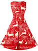Vintage Christmas Elk Print Pin Up Dress