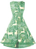 Vintage Christmas Elk Print Pin Up Dress