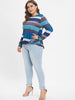 Striped Panel Twist Plus Size T-shirt