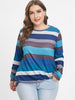 Striped Panel Twist Plus Size T-shirt