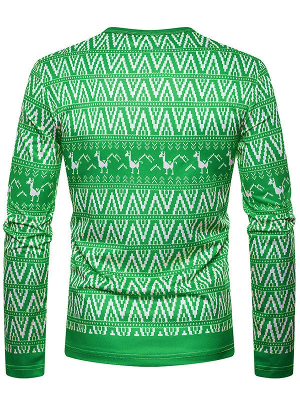 Christmas Alpaca Printed Crew Neck T-shirt