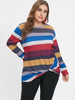 Striped Panel Twist Plus Size T-shirt