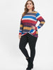 Striped Panel Twist Plus Size T-shirt