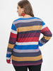Striped Panel Twist Plus Size T-shirt